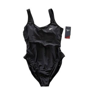 Reebok Women's Scoop-Neck Athletic One-Piece Swimsuit Black‎ Size S NWT $62